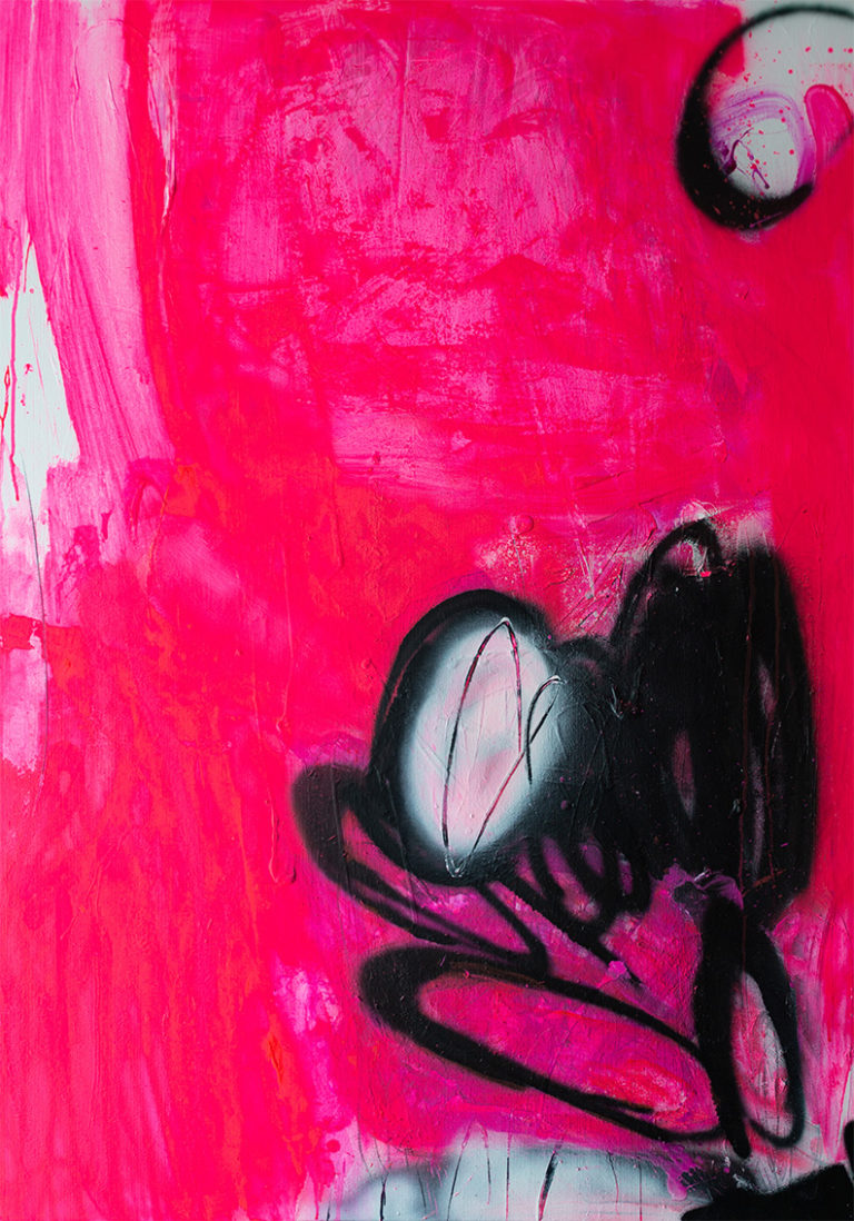 circle of love pink black abstract painting expressionism Petronilla Hohenwarter