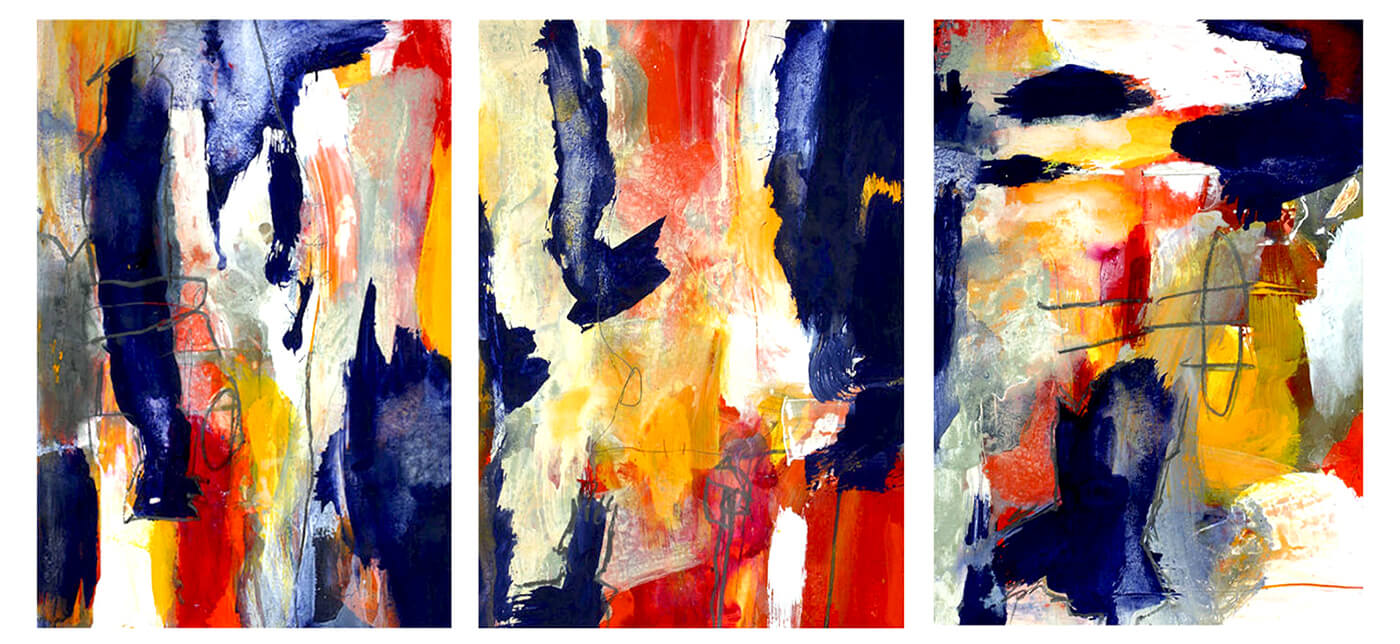 abstract expressionism paper blue red yellow white universe individuality