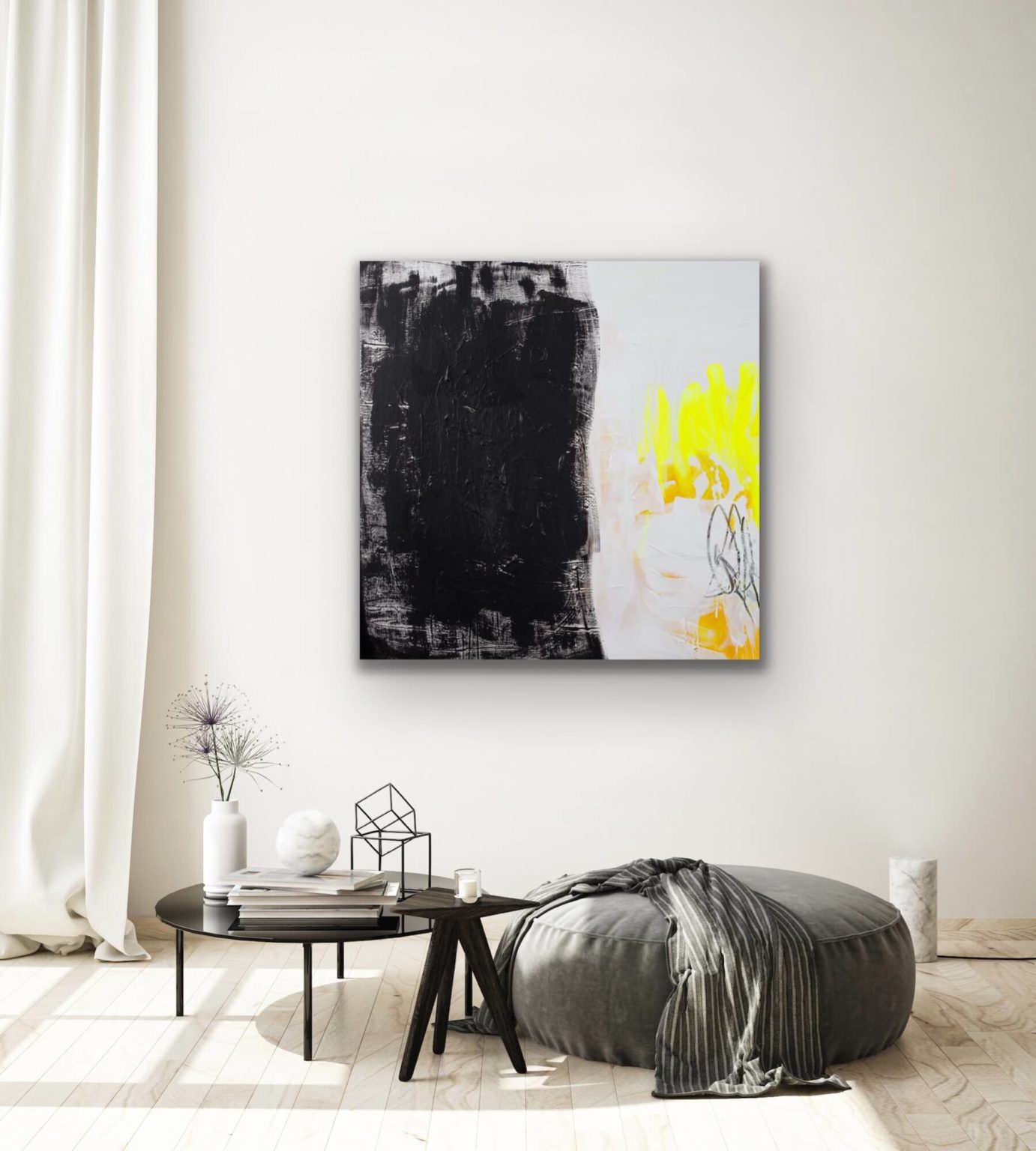 contemporary art collector pandoras box Petronilla HohenwARTer art and living interior design abstract art black yellow